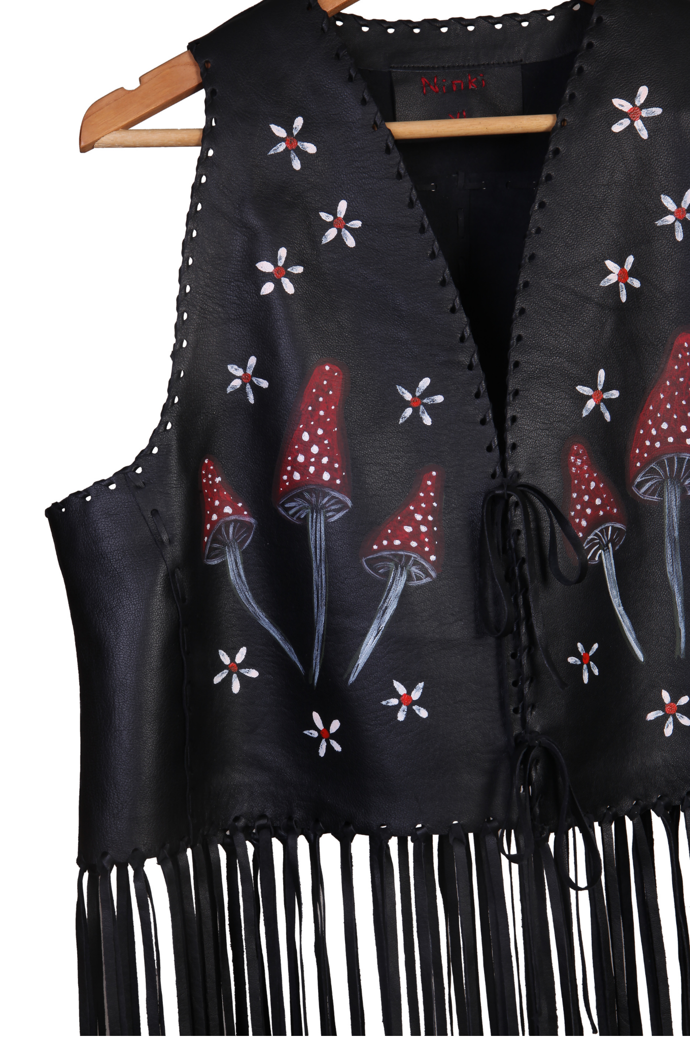 Vintage Hand-Painted 100% Genuine Leather Vest | Mushroom