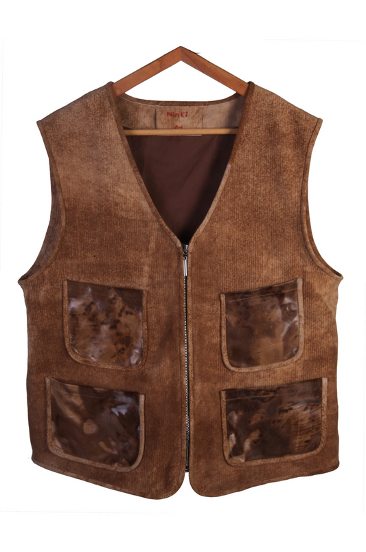 Vintage-Inspired Men's Vest | Brown with Pockets