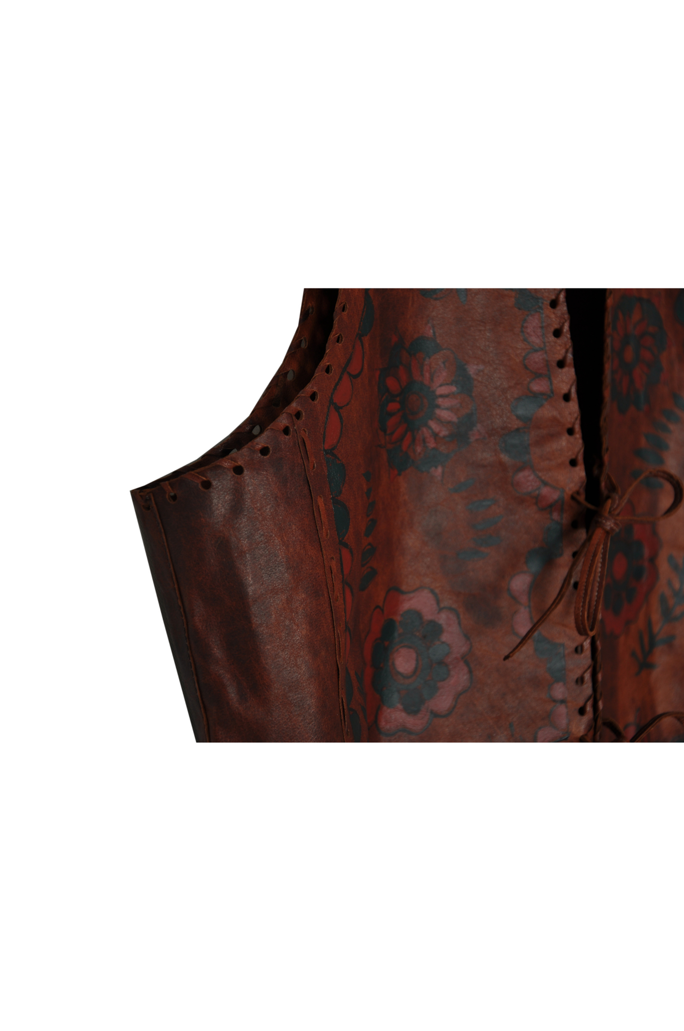 Vintage Hand-Painted 100% Genuine Leather Vest | Brown