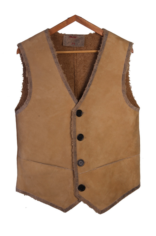 Vintage-Inspired Nappa Leather Vest | Brown with Curly Sheep Fur