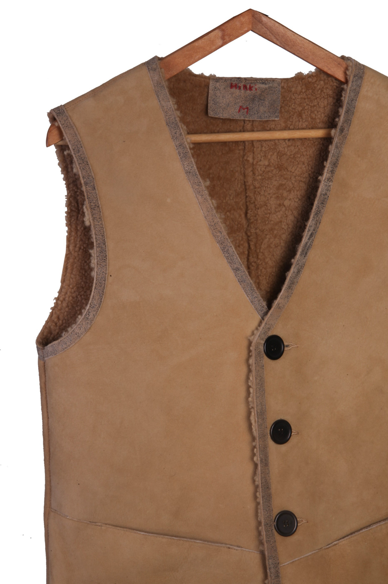 Vintage-Inspired Nappa Leather Vest | Brown with Curly Sheep Fur