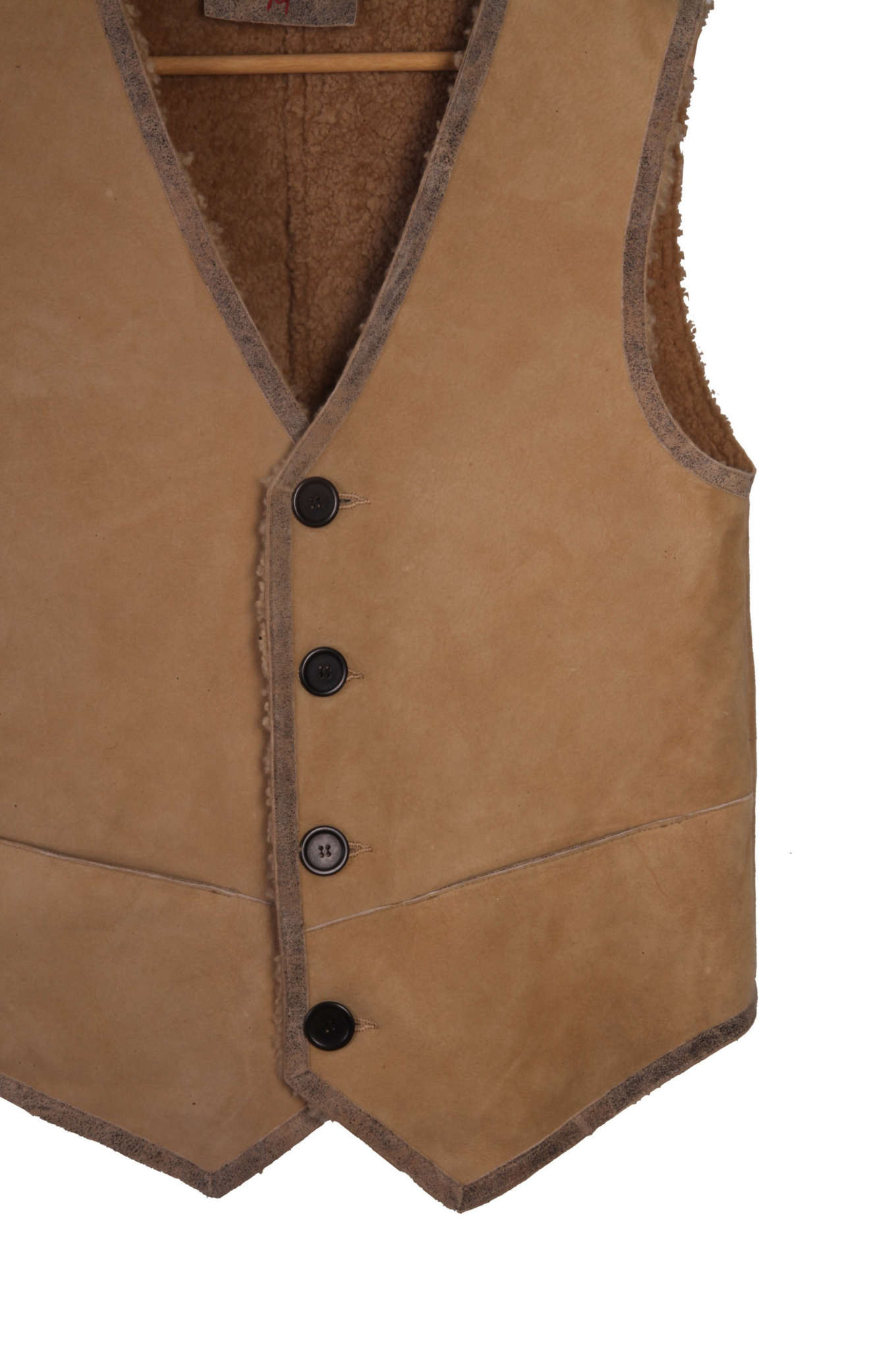 Vintage-Inspired Nappa Leather Vest | Brown with Curly Sheep Fur