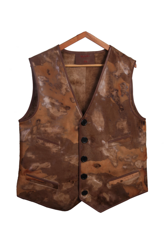 Vintage Inspired Handcrafted Retro Cow Hide Leather Vest | Brown