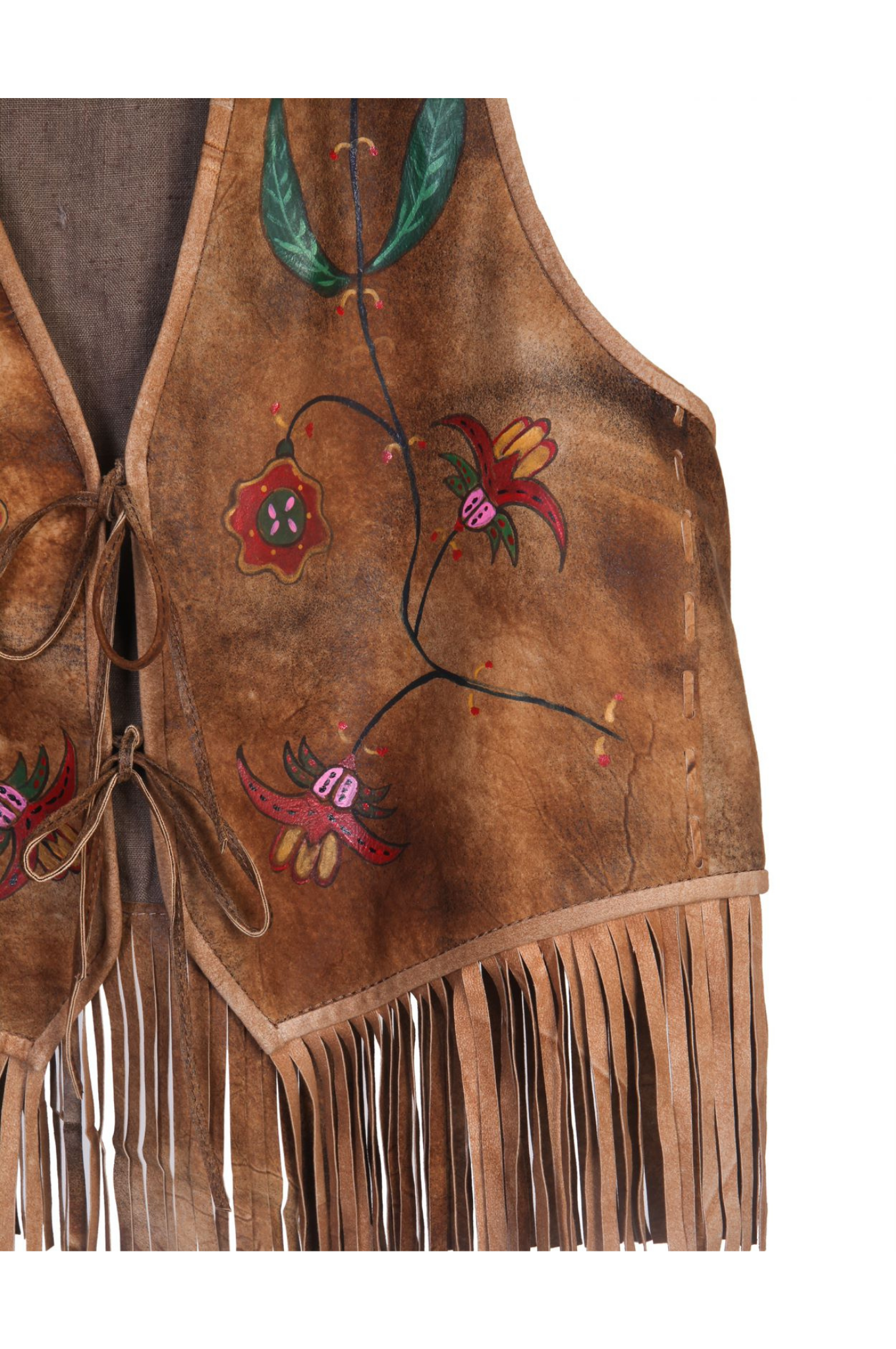 Vintage Inspired Hand-Painted 100% Genuine Leather Vest | Light Brown