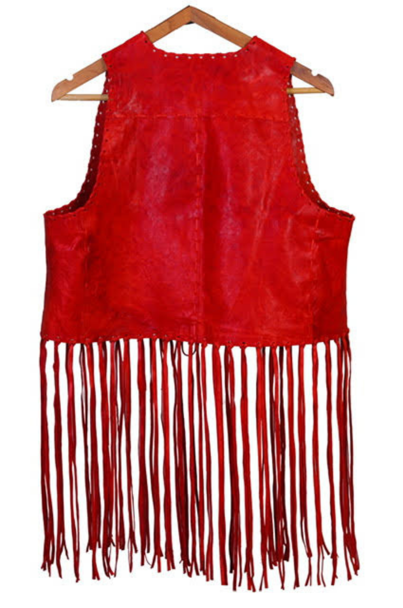 Vintage Hand-Painted 100% Genuine Leather Vest | Red