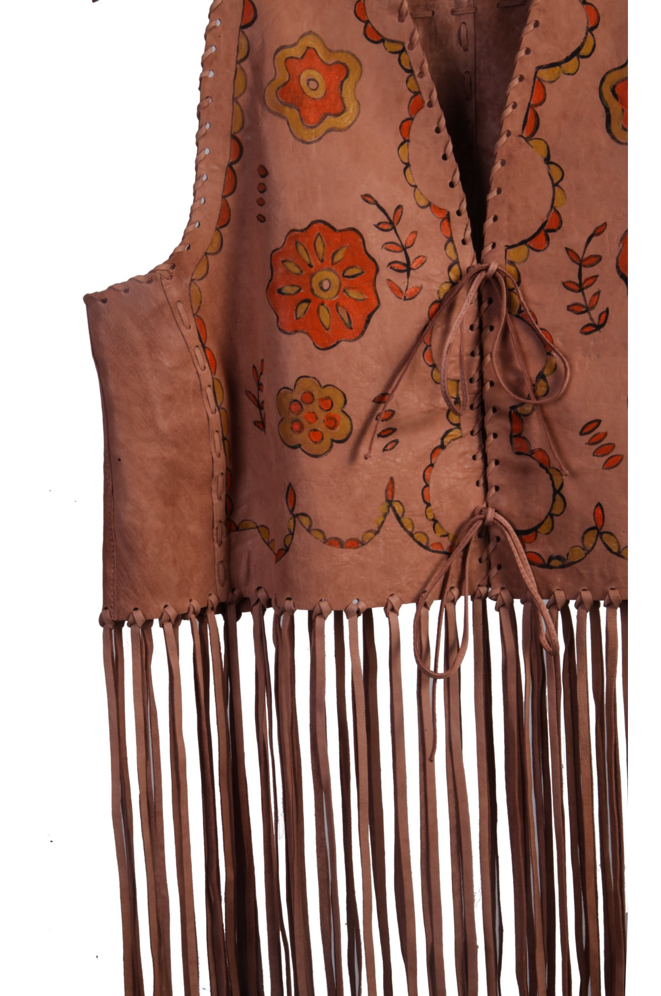 Vintage Hand-Painted 100% Genuine Leather Vest | Salmon Pink