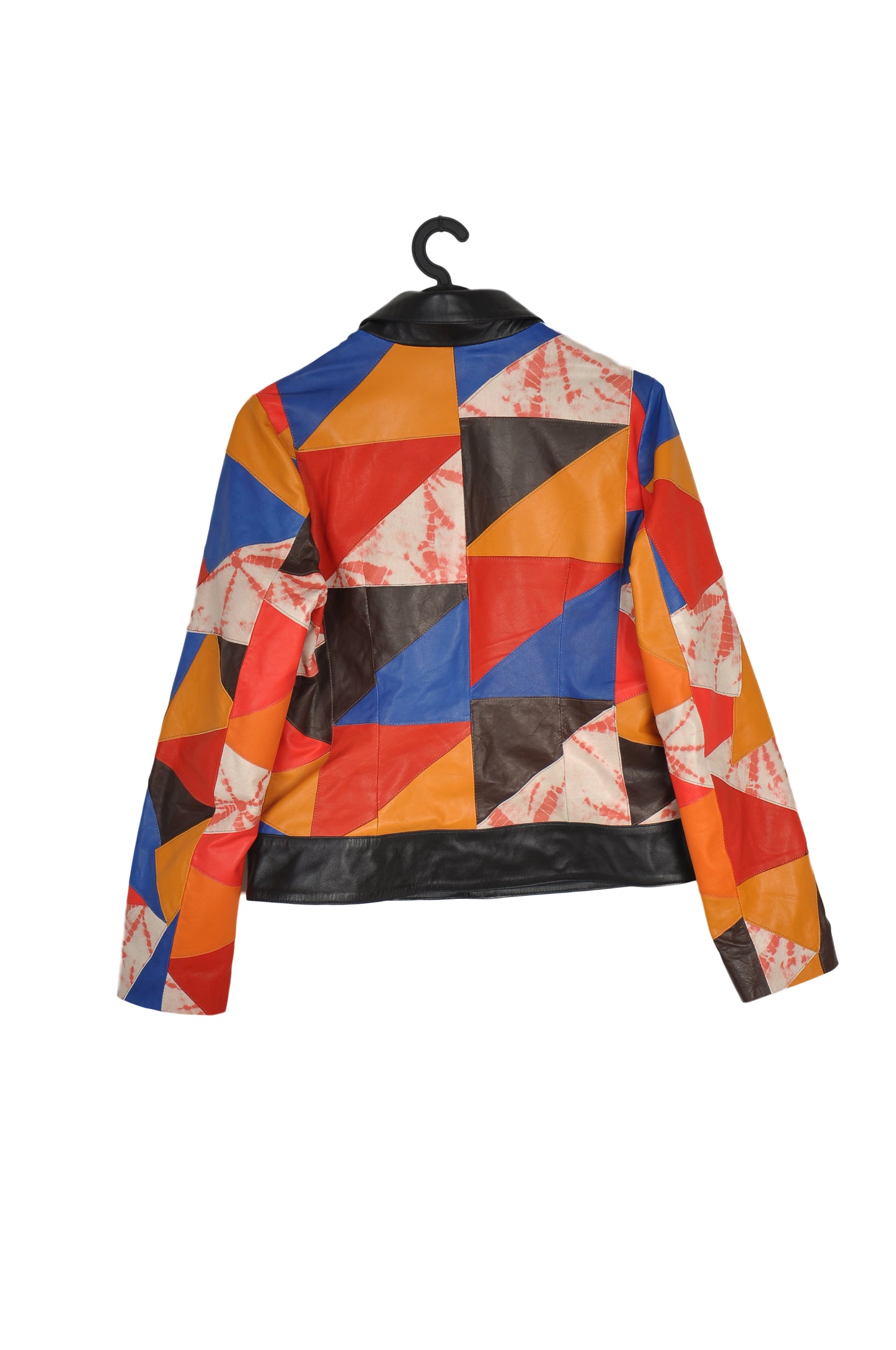 Vintage-Inspired Funky Patchwork 100% Genuine Leather Jacket | 70s 80s 90s Retro Style