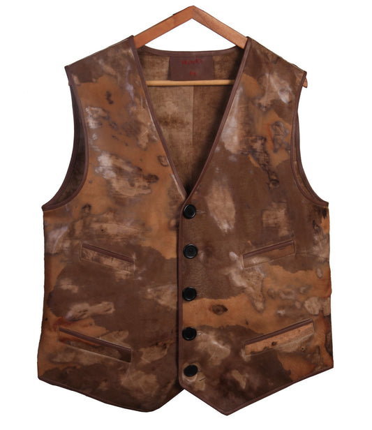Vintage Inspired Handcrafted Retro Cow Hide Leather Vest | Brown